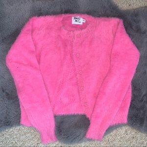 Princess Polly hot pink fuzzy cropped sweater